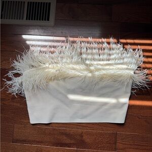 White Feather Trim Tube Top